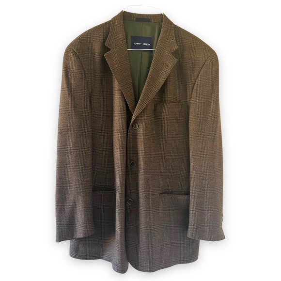 Tommy Hilfiger Jackets & Blazers - Tommy Hilfiger Brown Plaid Wool Suit Jacket